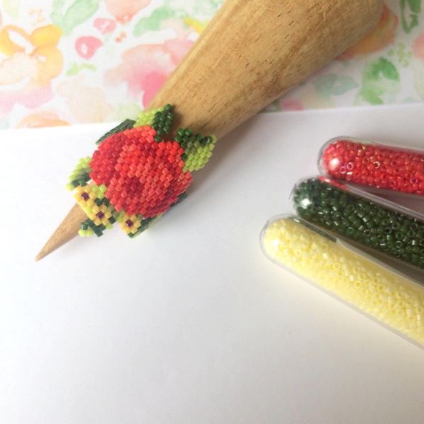 Bague Tissage Miyuki Rose