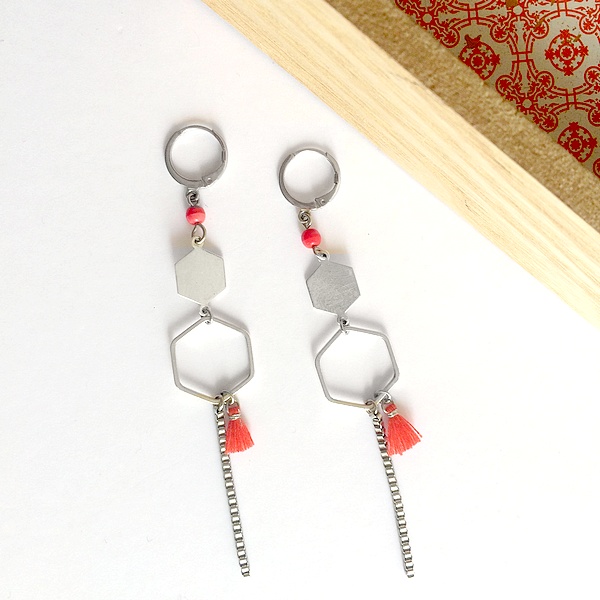 boucles d'oreilles hexagone