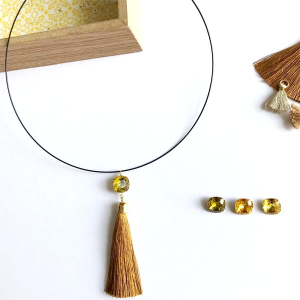 Collier basic khaki et marron