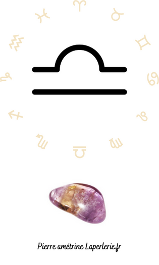 Signe astrologique Balance + pierre amétrine